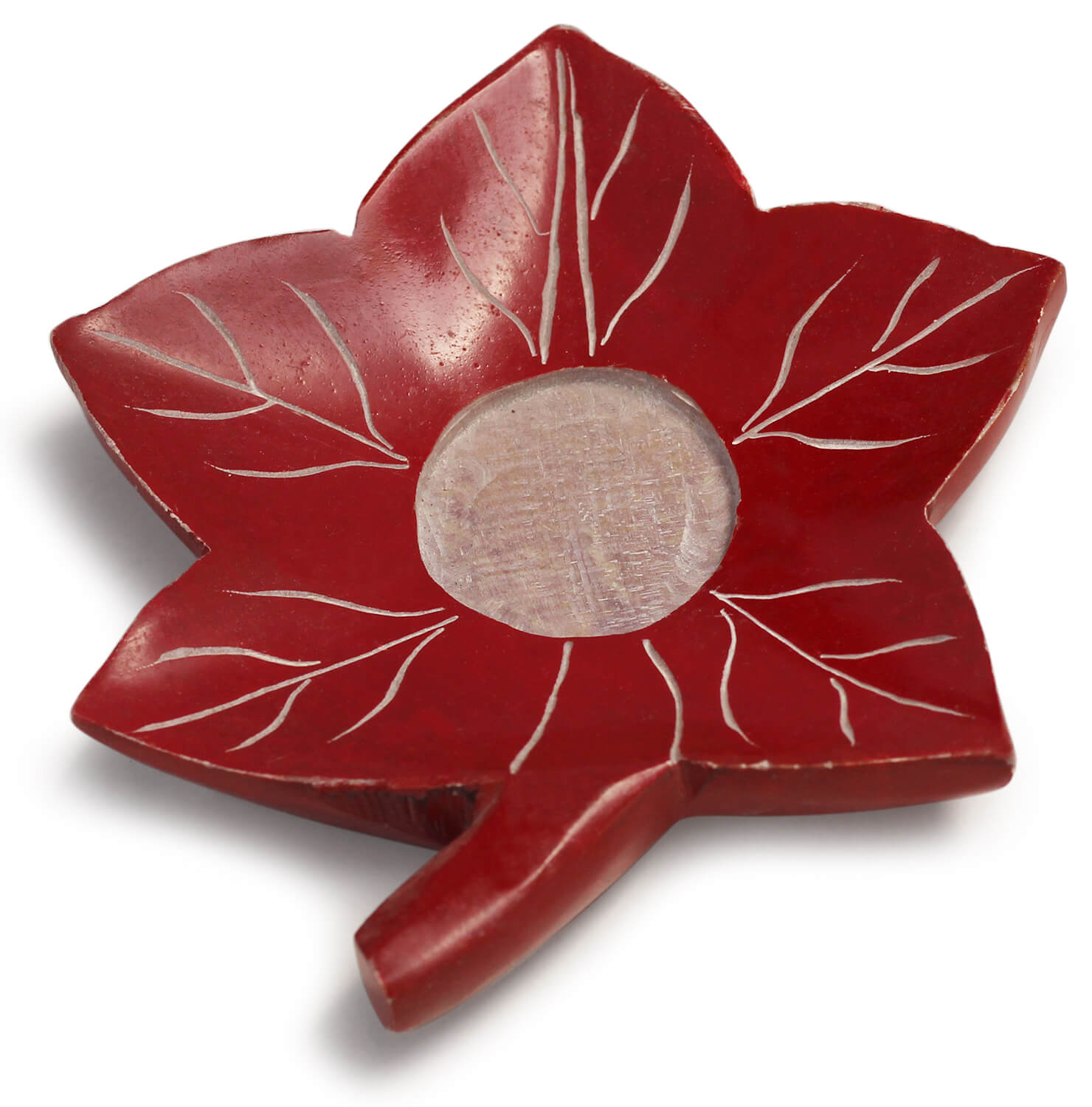 Red Marble Elegance: ArtistryBazaar Leaf Tea Light Holder